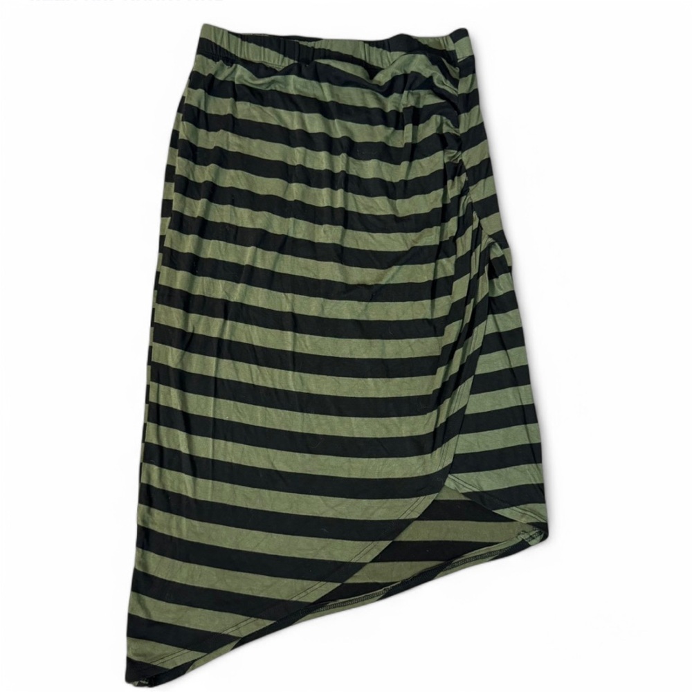 Bobeau Asymmetrical Striped Midi Skirt, Size M